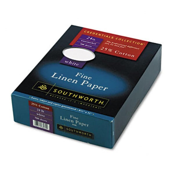 Southworth Co Credentials Collection Fine Linen Paper White 24lb Letter 500 per Box SO32930 - main